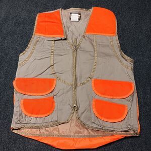 VTG SafTbak Hunting Shooting Vest Adult Medium Brown Blaze Orange Shoulder Pad‎